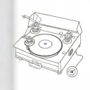 record player with disco ball tattoo design idea