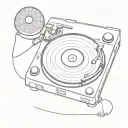 record player with disco ball tattoo design idea