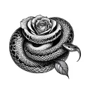 snake with lace pattern for scales forming rose patterns  tattoo design idea
