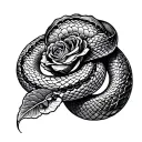 snake with lace pattern for scales forming rose patterns  tattoo design idea