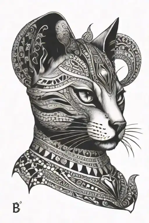 egyptian cat tattoo design idea
