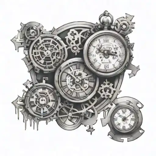 three clocks and puzzle pieces tattoo design idea