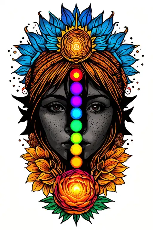 veda chakras / energy centers tattoo design idea