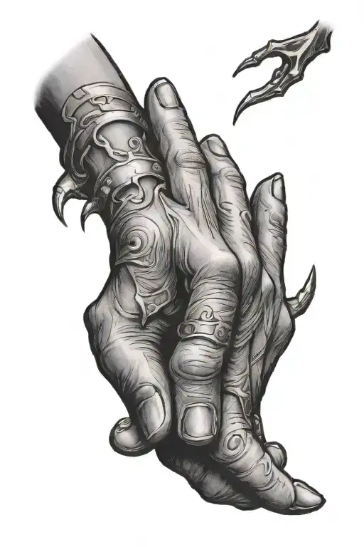 A slightly open door with a clawed hand gripping the edge of it from the inside tattoo design idea