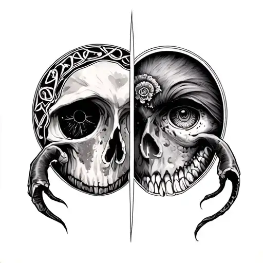 Cancer and Gemini zodiac signs tattoo design idea