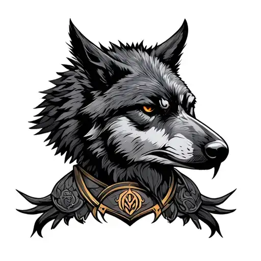 viking chest armor as the tattoo with wolf and raven  tattoo design idea