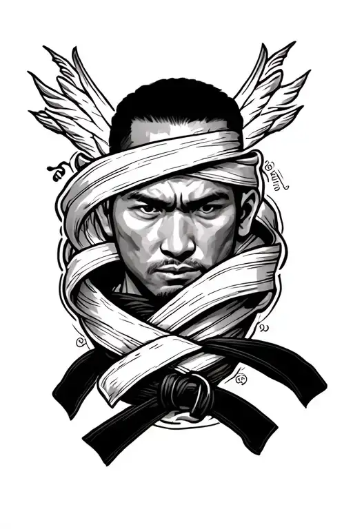 Jitsu Black Belt wrapped tattoo design idea