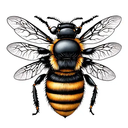 Bee with floral ornament tattoo design idea