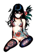anime girl nude tattoo design idea