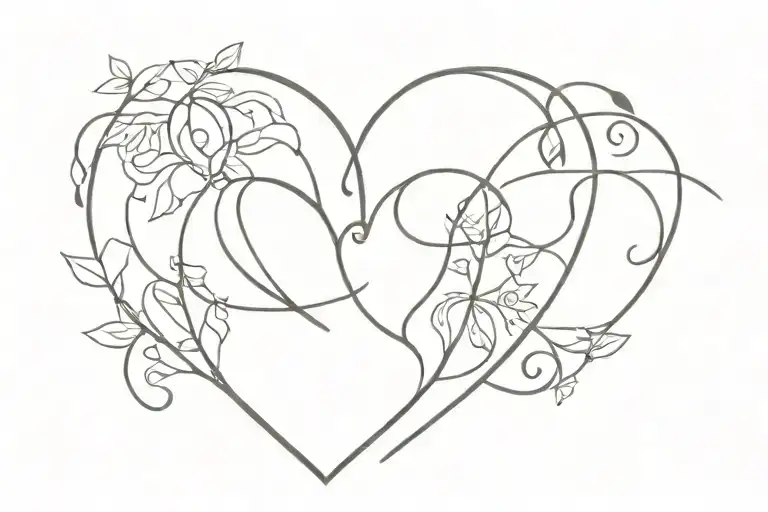 hunter Kaylee Kaden Hannah in the shape of a heart  tattoo design idea