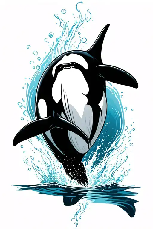 orca jumping tattoo design idea