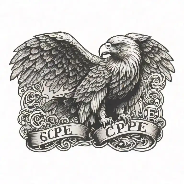 eagle perched atop the letters 'S C P E' tattoo design idea