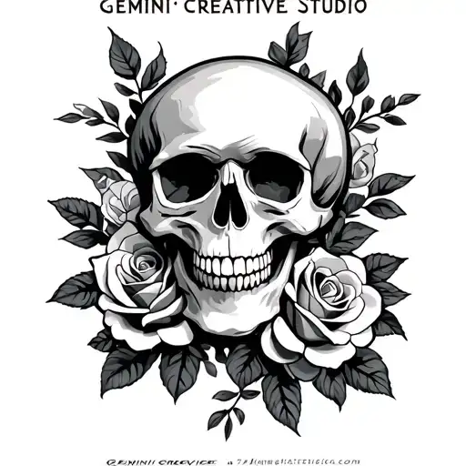 "Gemini Creative Studio" Skull and roses tattoo design idea