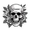 "Gemini Creative Studio" Skull and roses tattoo design idea