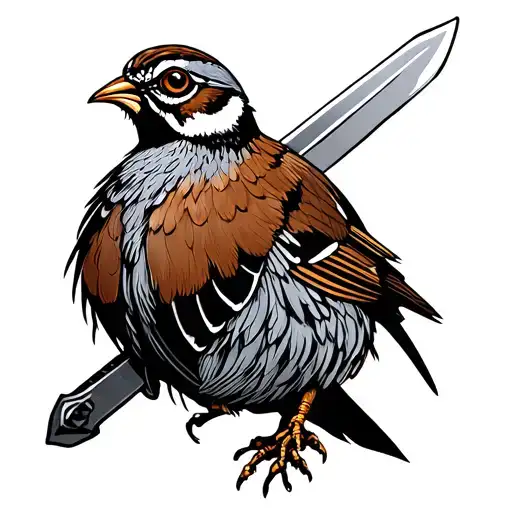 bobwhite quail with a sword tattoo design idea