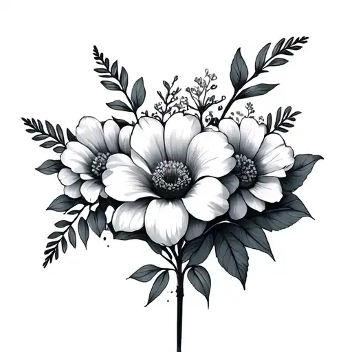 mental health awareness, specifically depression, anxiety, overthinking with some flowers tattoo design idea