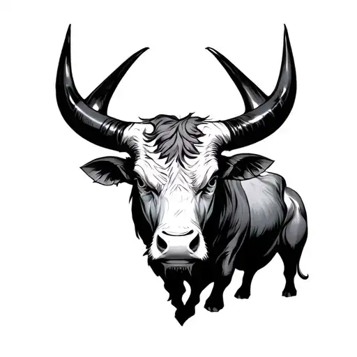1 half very evil 1 half good taurus bull charging tattoo design idea