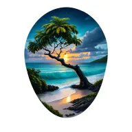 Enterolobium cyclocarpum tree on a costa rica sunset beach tattoo design idea