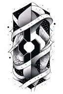 Style: Geometric black‑work, dot‑shading  Placement: Upper arm (biceps only)  Design: At inner biceps, dense hexagon b tattoo design idea