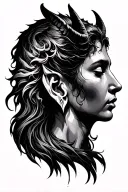 devil whispering in one ear and angel whispering in my other ear tattoo design idea