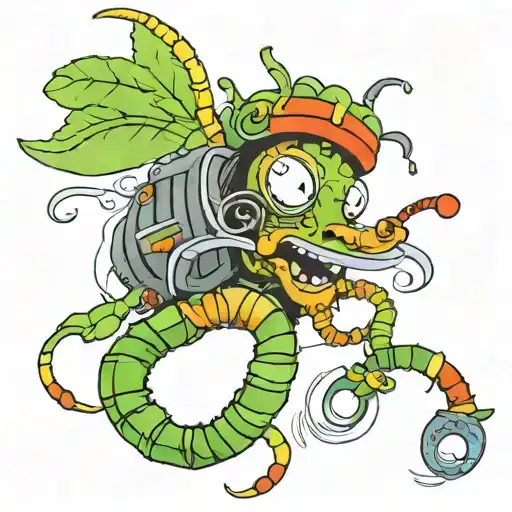 rasta silkworm smooking a tattoo design idea