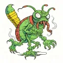 rasta silkworm smooking a tattoo design idea