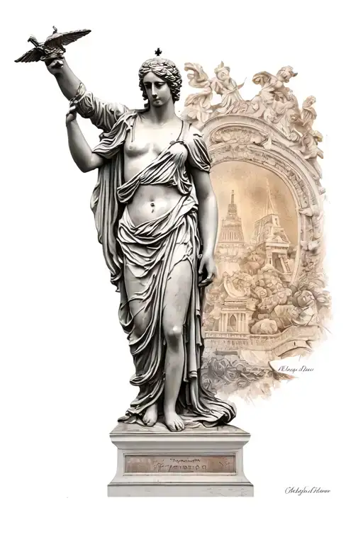 statue in pantheom of paris tattoo design idea
