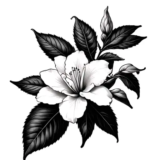 azalea flower hanging off a lemon tree branch tattoo design idea
