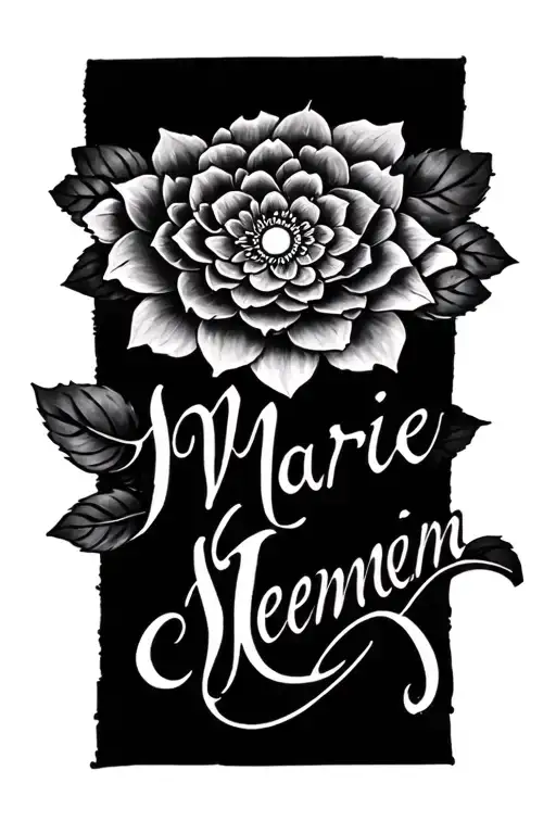 mandala name written Marie femenin tattoo design idea