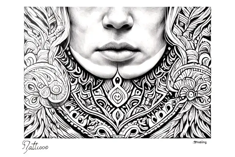 Polynesian throat tattoo design idea