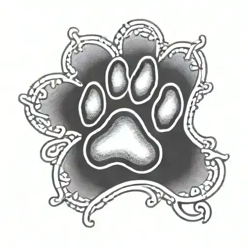 dog paw memorial tattoo design idea