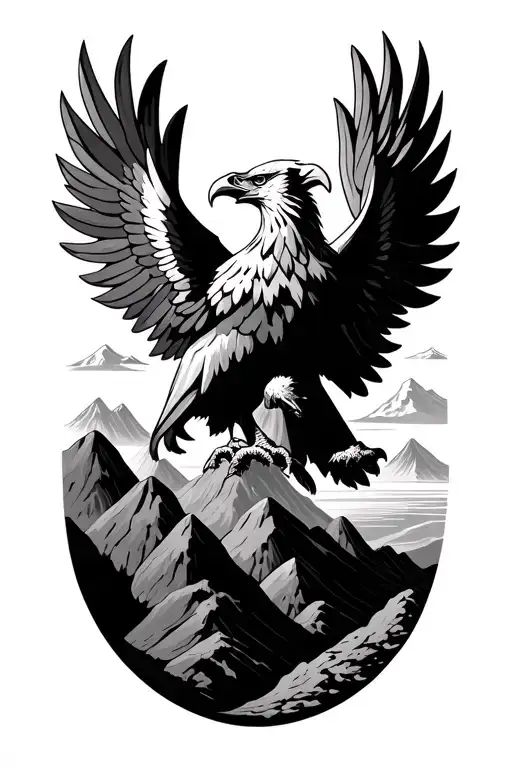 Albanian double headed eagle and mountains inside tattoo design idea