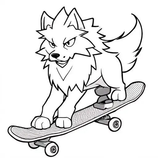 Arcanine on a skateboard tattoo design idea