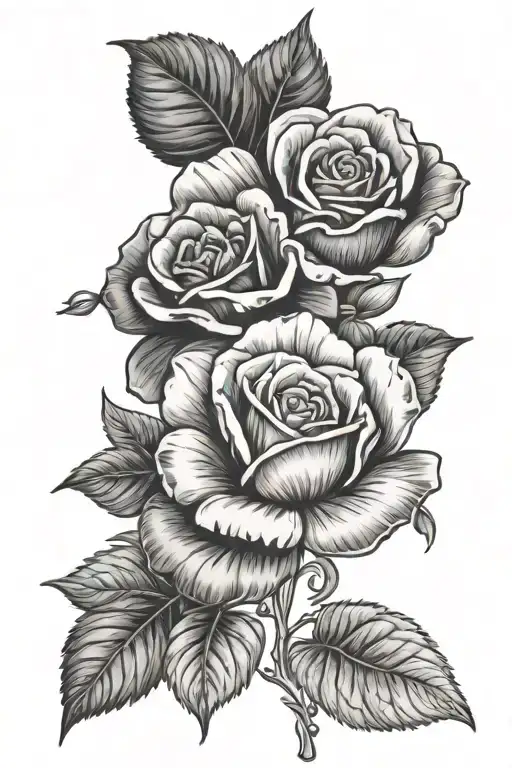 rose and pansy tattoo design idea
