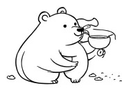 Cartoon Bear eats honey tattoo design idea