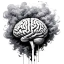 brain covered in smoke and clouds male tattoo design idea