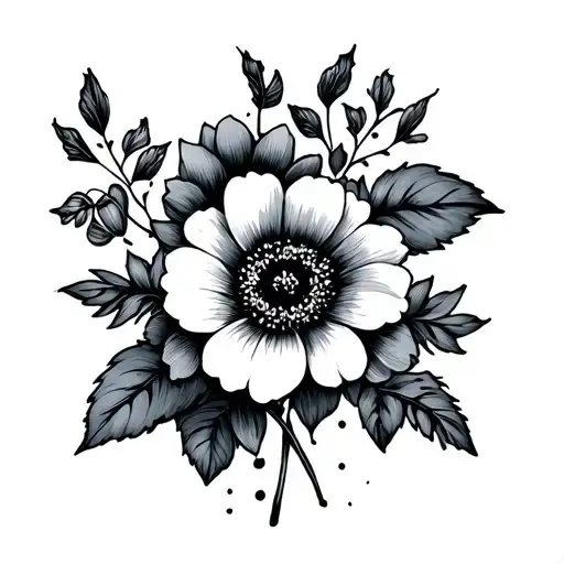birthday month flowers tattoo design idea