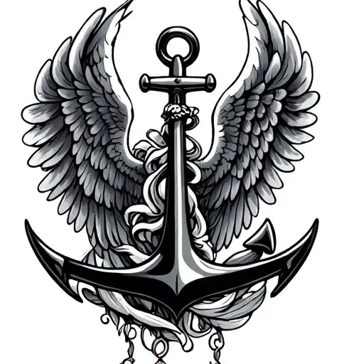 Anchor angel wings tattoo design idea