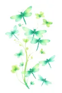 4 leaf clover with dragonflies pain hatred grief tattoo design idea