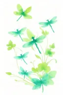 4 leaf clover with dragonflies pain hatred grief tattoo design idea