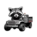 tow truck  raccoon tattoo design idea