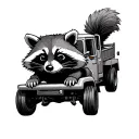 tow truck  raccoon tattoo design idea
