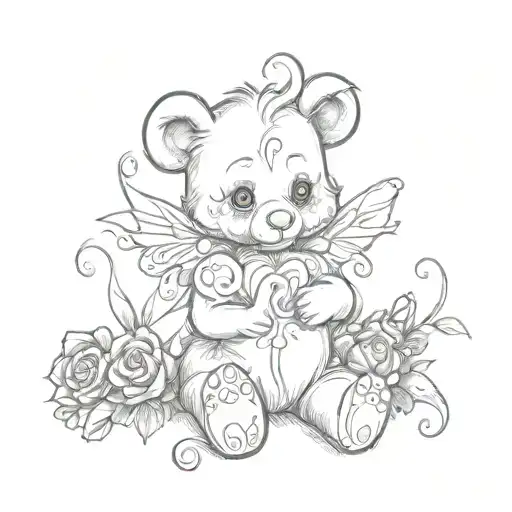 carebear, gothic, bleeding heart   tattoo design idea