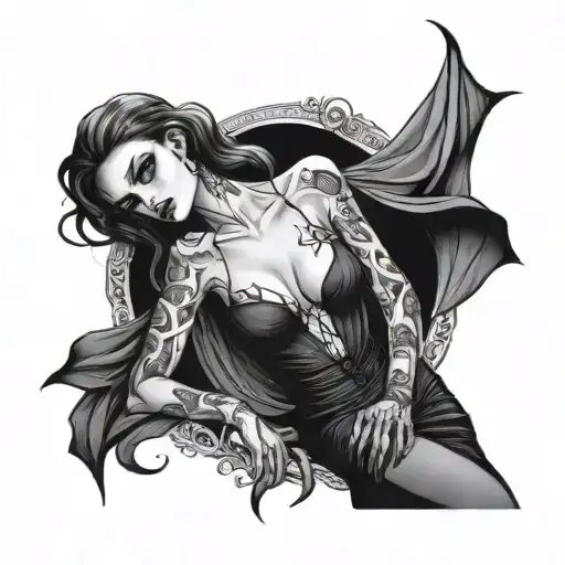 vampire girl full body sexy  tattoo design idea