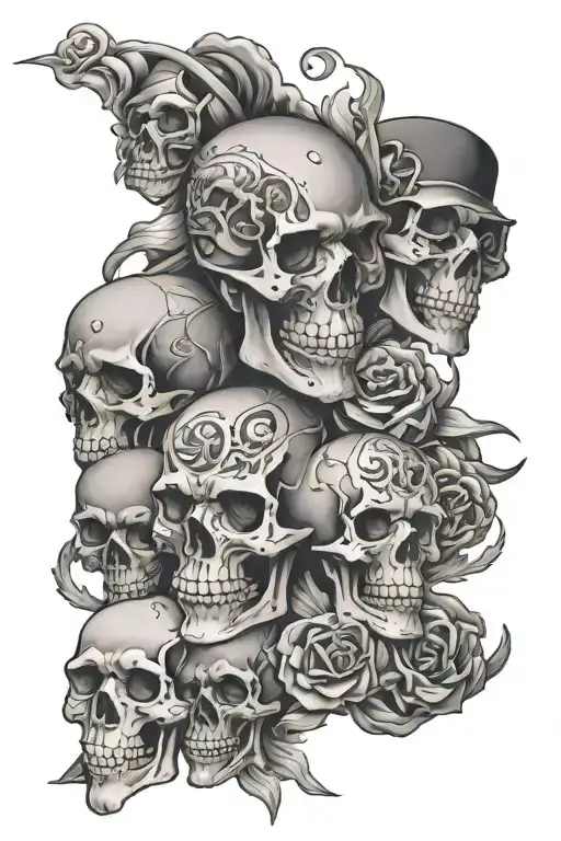 skulls, gangster, collage tattoo featuring tattoo design idea