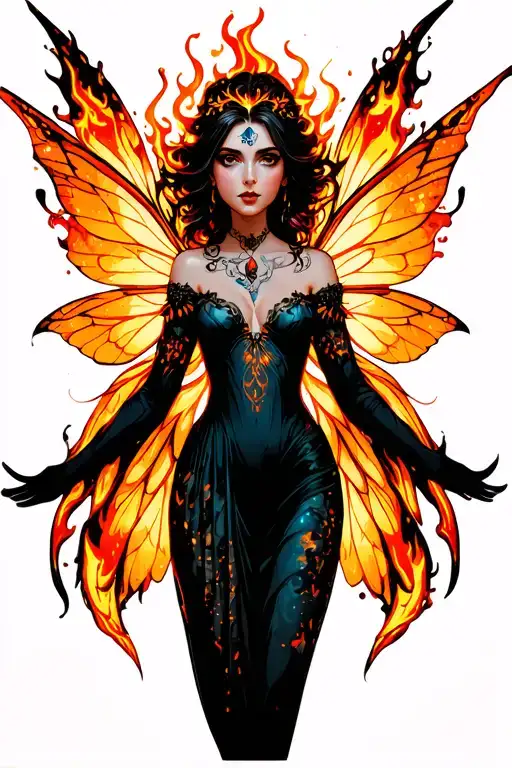 fire fairy tattoo design idea