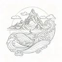 Fox and Anchor Wave Mountain tattoo design idea