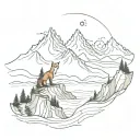 Fox and Anchor Wave Mountain tattoo design idea