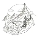 Fox and Anchor Wave Mountain tattoo design idea