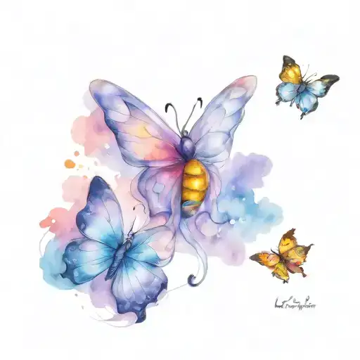 Matching butterfly tattoos with Winnie the Pooh and Eeyore tattoo design idea